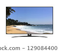 Smart tv with tropical ocean beach on screen 129084400