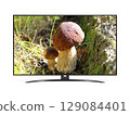 Smart tv with two mushrooms in forest on screen 129084401