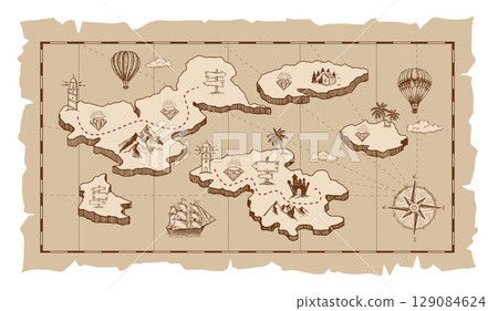 map, compass, paper 129084624