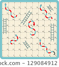 Ladder snakes game,Funny frame for children.Vector illustrations. 129084912