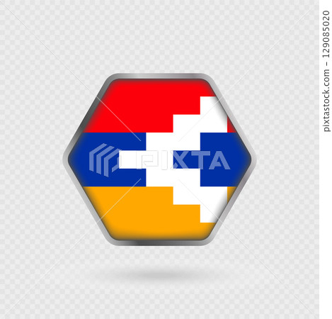 Artsakh flag in a hexagon frame. 129085020