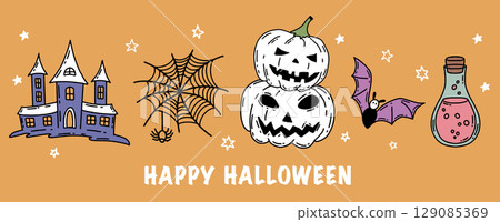 halloween, pumpkin, vector 129085369