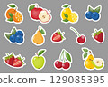 Set of stickers different fruits and citruses 129085395