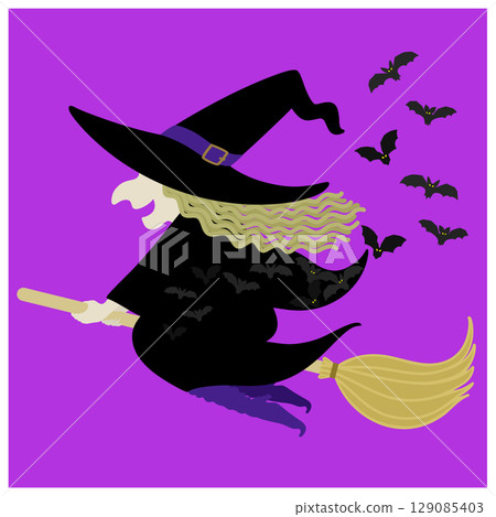 Halloween_Witch and Bat Halloween_Witch and Bat 129085403