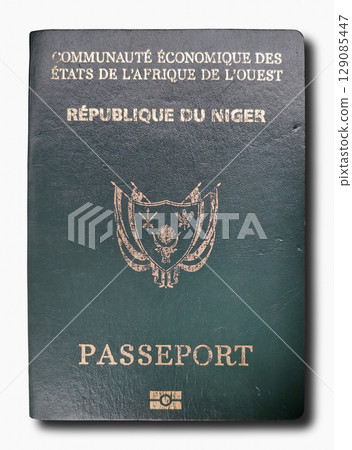 Passport from the Republic of the Niger isolated on a white background 129085447