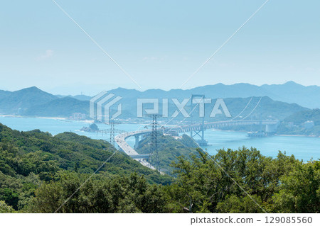 Naruto Strait and Onaruto Bridge seen from Awaji Island Naruto Strait and Onaruto Bridge seen from Awaji Island 129085560