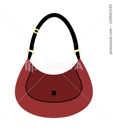 Woman bag. Fashionable purse. Girls handbag. Classic female wear. Modern leather pouch with handle strap. Isolated clutch. Fashion accessory. Shop merchandise. Shopping packet. Vector stylish clothing Woman bag. Fashionable purse. Girls handbag. Classic female wear. Modern leather pouch with handle strap. Isolated clutch. Fashion accessory. Shop merchandise. Shopping packet. Vector stylish clothing 129085585