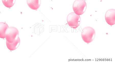 Pink 3D Balloons Illustration Background Vector Banner Template 129085661