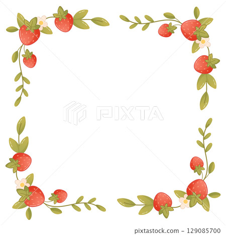 Strawberry floral border with blank center space 129085700