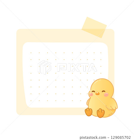 Sticky note template with cute yellow chick Sticky note template with cute yellow chick 129085702