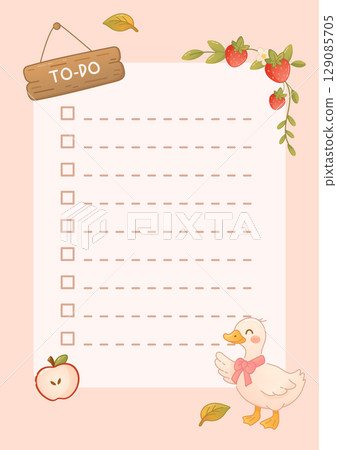 To do list template with duck and strawberries To do list template with duck and strawberries 129085705