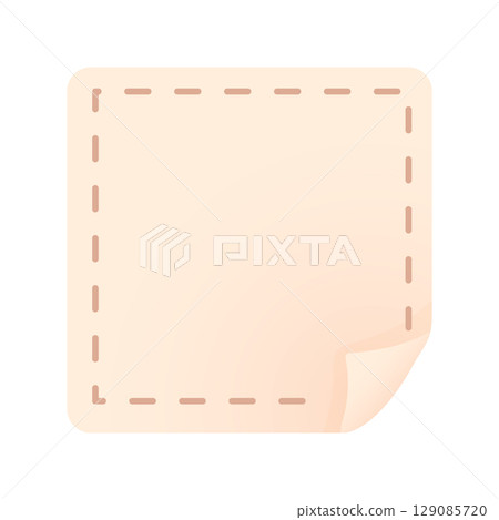 Square note paper with dashed border corner peel 129085720