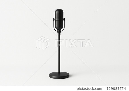 白色背景上放置的簡單黑色曼扎麥克風 白色背景上放置的簡單黑色曼扎麥克風 129085754