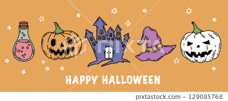 halloween, pumpkin, vector 129085768