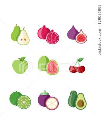 Fruits collection flat design fruit concept vector illustration 129085992