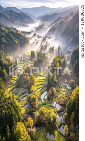 A bird's-eye view of the Japanese countryside 129086028