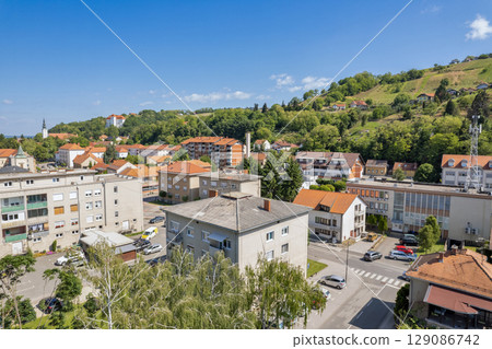 Slovenian village aerial photography in Lendava. 129086742