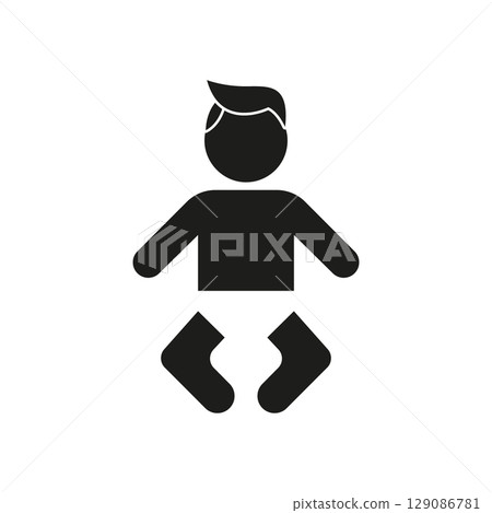 Baby Solid Icon. Infant Care, Child Development, And Parenthood Silhouette Symbol. Parenting And Family Planning. Isolated Vector Illustration 129086781