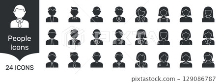 Business and Casual People Avatars with Male and Female Characters Solid Icon Set. User Profile Icons for Identity, Team, Interface and Contact Silhouette Pictogram. Isolated Vector Illustration Business and Casual People Avatars with Male and Female Characters Solid Icon Set. User Profile Icons for Identity, Team, Interface and Contact Silhouette Pictogram. Isolated Vector Illustration 129086787