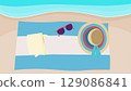Summer Beach Relaxation - Minimalist Flat Design Illustration with Sunglasses and Hat 129086841