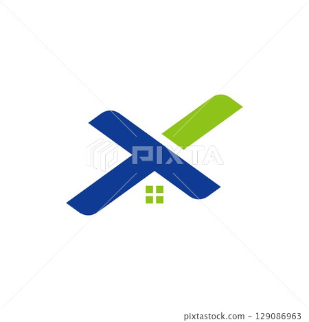 Initial X home modern flat simple logo design Initial X home modern flat simple logo design 129086963