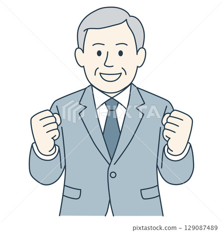 Senior man showing a sense of accomplishment (suit, color) Senior man showing a sense of accomplishment (suit, color) 129087489