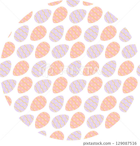 Easter Eggs in trendy Lavender and pink with Dots ornament Pattern on Circle Easter Holyday Backdrop 129087516