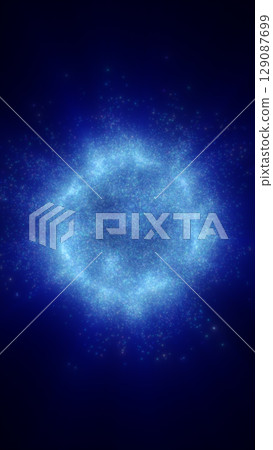 Blue glowing particle sphere in deep space, resembling a nebula or energy cluster in a digital cosmos Blue glowing particle sphere in deep space, resembling a nebula or energy cluster in a digital cosmos 129087699