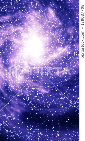 Stunning cosmic galaxy swirl with bright glowing center and sparkling star field in purple hues Stunning cosmic galaxy swirl with bright glowing center and sparkling star field in purple hues 129087708