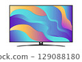 Smart tv with color gradient wallpaper screen isolated on white background 129088180
