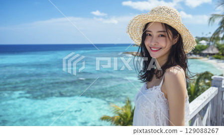 在避暑勝地享受假期的女人 129088267