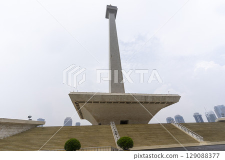 The National Monument is a 132m tower in the centre of Merdeka Square in Jakarta, Indonesia The National Monument is a 132m tower in the centre of Merdeka Square in Jakarta, Indonesia 129088377