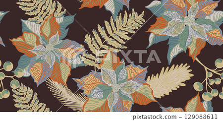 Seamless pattern, nature motifs, autumn pattern 129088611
