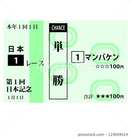 Horse racing illustration of a fictional race betting ticket 129089024