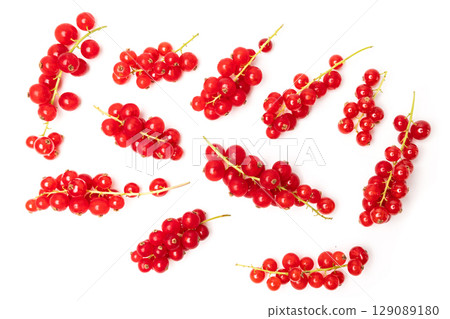 Organic ripe tasty organic berries red currant isolated on white studio background 129089180