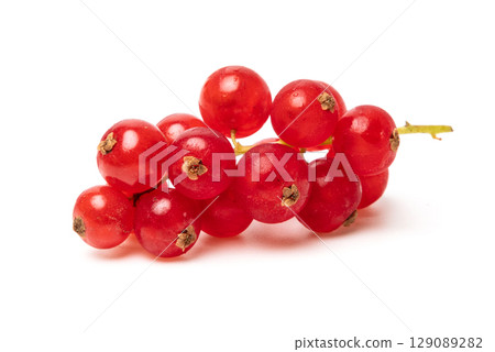 Organic ripe tasty organic berries red currant isolated on white studio background 129089282