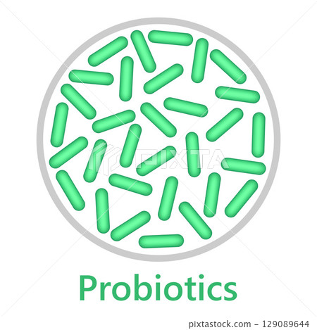 Probiotics bacteria icon, microbiome flora, lactobacillus bacterium. Probiotics bacteria icon, microbiome flora, lactobacillus bacterium. 129089644