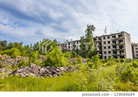 Abandoned Soviet Apartment Blocks in Irbene Ghost Town, Latvia Abandoned Soviet Apartment Blocks in Irbene Ghost Town, Latvia 129089884
