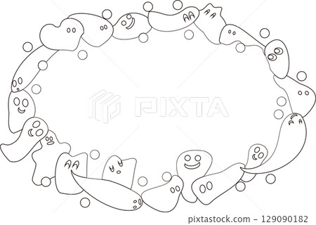 白色幽靈圓形框架,白色背景,可愛,透明外背景,純白色 白色幽靈圓形框架,白色背景,可愛,透明外背景,純白色 129090182
