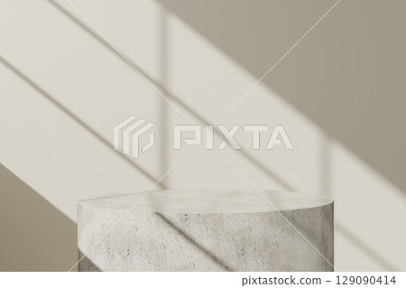A podium backdrop with natural shadows that can be used in a variety of designs. 3D rendering. 129090414