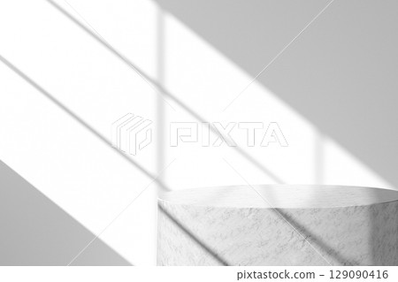 A podium backdrop with natural shadows that can be used in a variety of designs. 3D rendering. A podium backdrop with natural shadows that can be used in a variety of designs. 3D rendering. 129090416