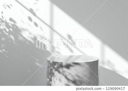 A podium backdrop with natural shadows that can be used in a variety of designs. 3D rendering. A podium backdrop with natural shadows that can be used in a variety of designs. 3D rendering. 129090417