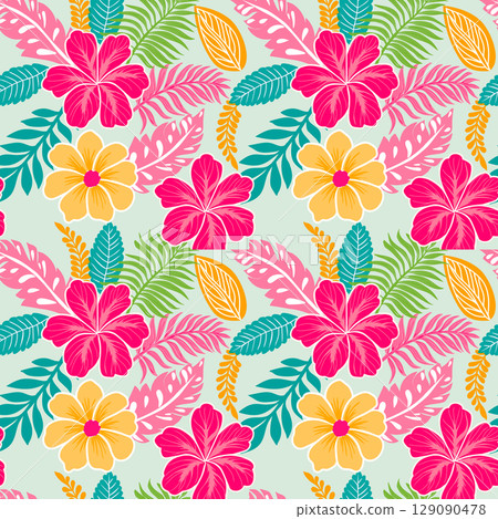 Seamless floral pattern  of flower and leaves background 129090478