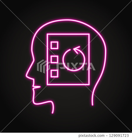 Obsessive compulsive disorder neon icon 129091723