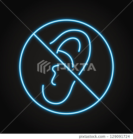 Hearing impairment neon line icon Hearing impairment neon line icon 129091724