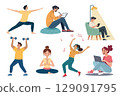 people at home daily life, leisure and household activities, hobbies. 129091795