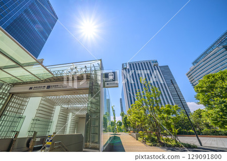 Yokohama cityscape in July, Japan. View of Shin-Takashima Station and the business district. Yokohama cityscape in July, Japan. View of Shin-Takashima Station and the business district. 129091800