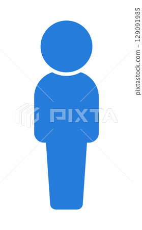 Blue icon/pictogram of a standing person - A deformed figure that can be used regardless of gender, adult, or child Blue icon/pictogram of a standing person - A deformed figure that can be used regardless of gender, adult, or child 129091985