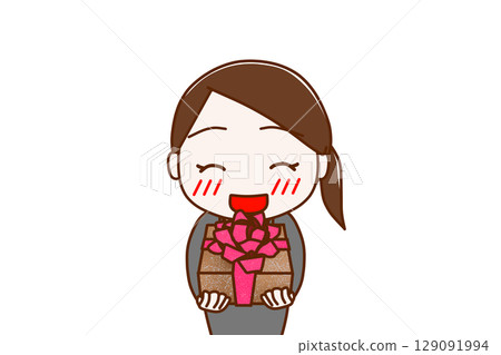 (Front view of upper body) A woman in a suit smiling and about to hand over a bouquet of flowers to celebrate (Front view of upper body) A woman in a suit smiling and about to hand over a bouquet of flowers to celebrate 129091994