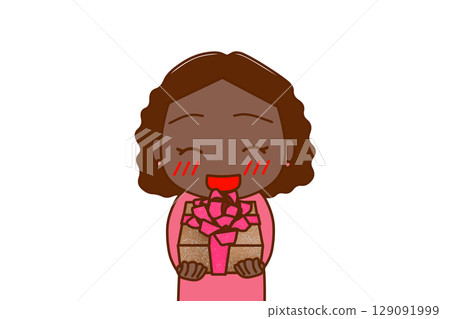 (Front view of upper body) An African-American woman smiling and trying to hand over a bouquet of flowers to celebrate (Front view of upper body) An African-American woman smiling and trying to hand over a bouquet of flowers to celebrate 129091999